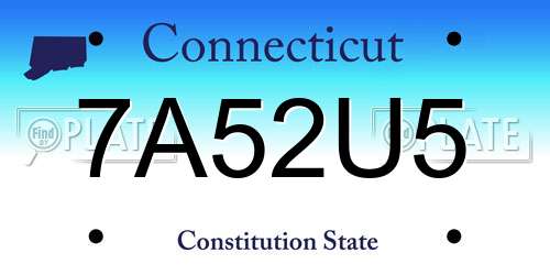 7A52U5 Connecticut License Plate