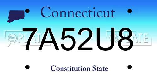 7A52U8 Connecticut License Plate