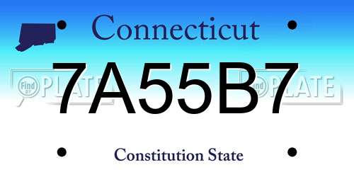 7A55B7 Connecticut License Plate