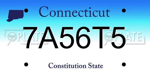 7A56T5 Connecticut License Plate