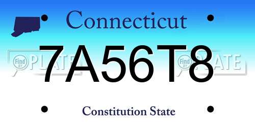 7A56T8 Connecticut License Plate