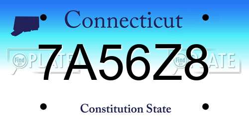 7A56Z8 Connecticut License Plate