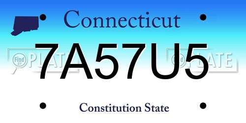 7A57U5 Connecticut License Plate