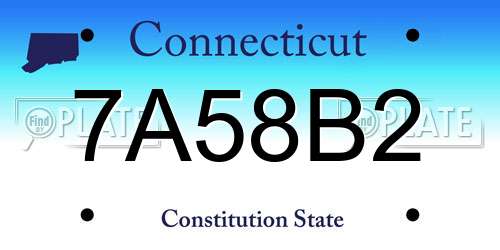 7A58B2 Connecticut License Plate