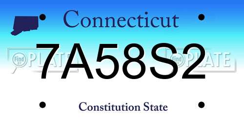 7A58S2 Connecticut License Plate