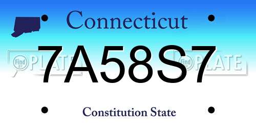 7A58S7 Connecticut License Plate