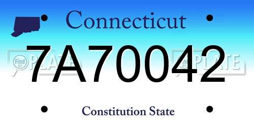 7A70042 Connecticut License Plate