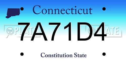 7A71D4 Connecticut License Plate