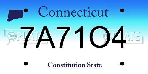 7A71O4 Connecticut License Plate