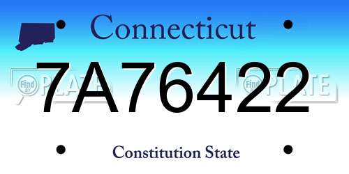7A76422 Connecticut License Plate