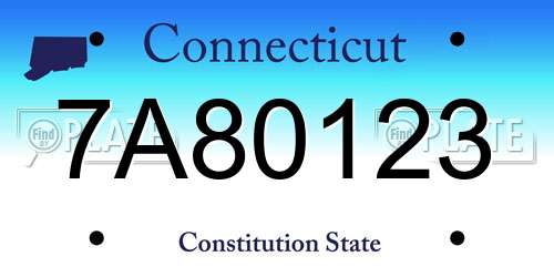 7A80123 Connecticut License Plate