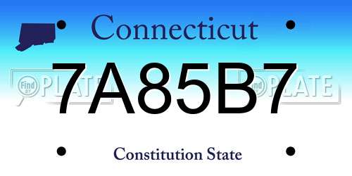 7A85B7 Connecticut License Plate