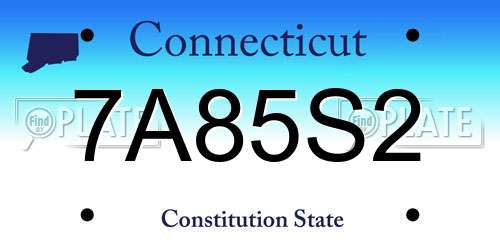 7A85S2 Connecticut License Plate