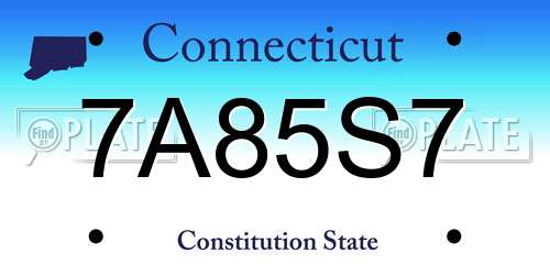7A85S7 Connecticut License Plate