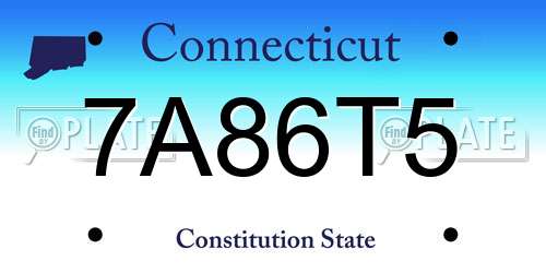 7A86T5 Connecticut License Plate