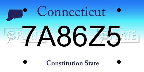 7A86Z5 Connecticut License Plate