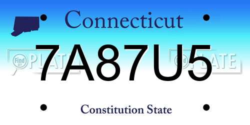 7A87U5 Connecticut License Plate
