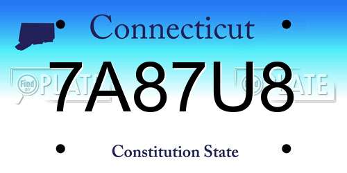 7A87U8 Connecticut License Plate