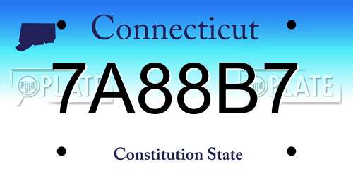 7A88B7 Connecticut License Plate