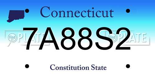 7A88S2 Connecticut License Plate