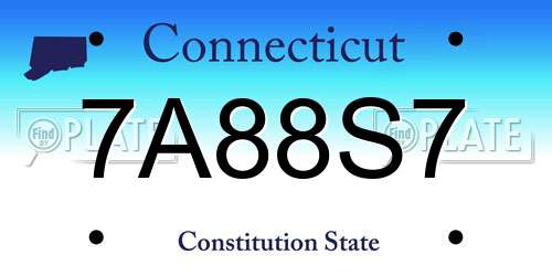 7A88S7 Connecticut License Plate