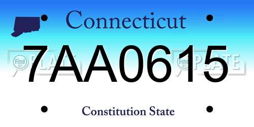7AA0615 Connecticut License Plate