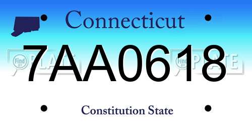 7AA0618 Connecticut License Plate