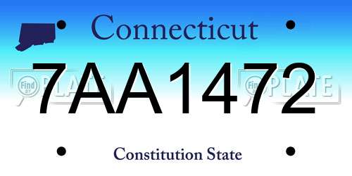 7AA1472 Connecticut License Plate