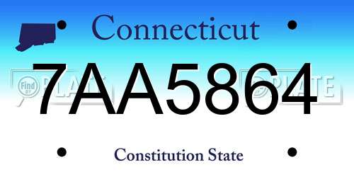 7AA5864 Connecticut License Plate