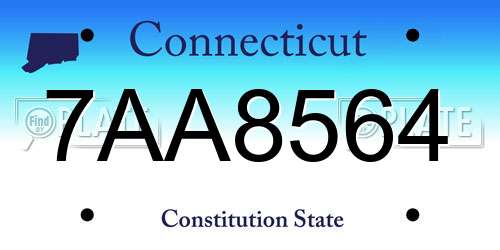 7AA8564 Connecticut License Plate