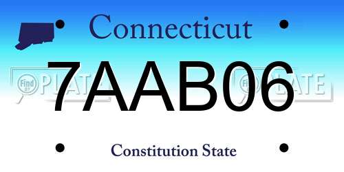 7AAB06 Connecticut License Plate