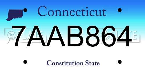 7AAB864 Connecticut License Plate