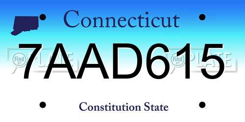 7AAD615 Connecticut License Plate