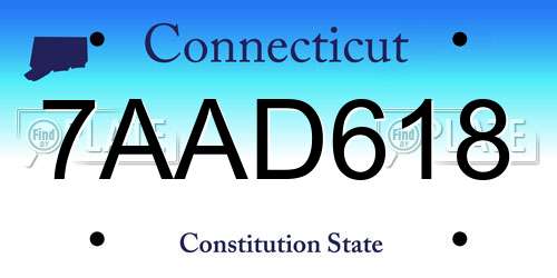 7AAD618 Connecticut License Plate