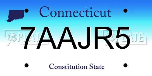 7AAJR5 Connecticut License Plate