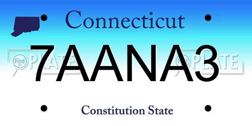 7AANA3 Connecticut License Plate