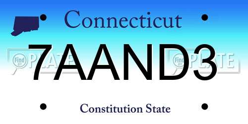 7AAND3 Connecticut License Plate