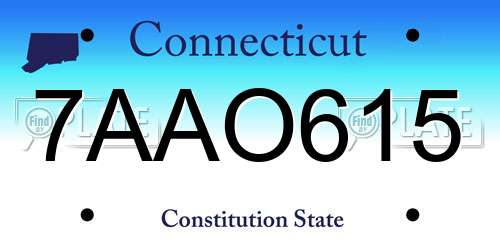 7AAO615 Connecticut License Plate