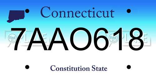 7AAO618 Connecticut License Plate