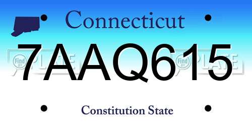 7AAQ615 Connecticut License Plate