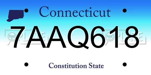 7AAQ618 Connecticut License Plate