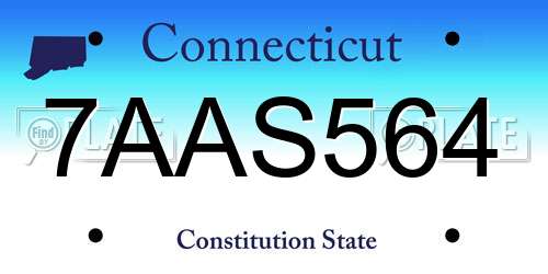 7AAS564 Connecticut License Plate