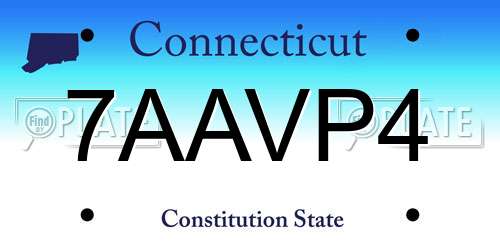 7AAVP4 Connecticut License Plate