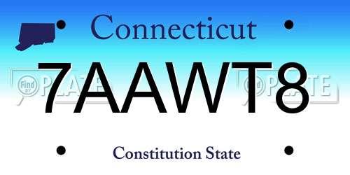7AAWT8 Connecticut License Plate