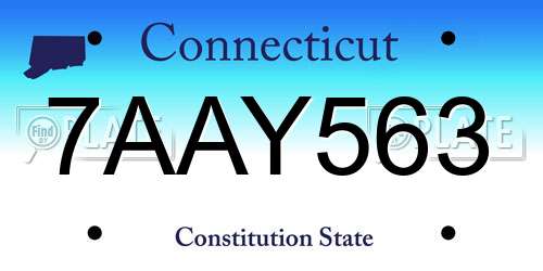 7AAY563 Connecticut License Plate