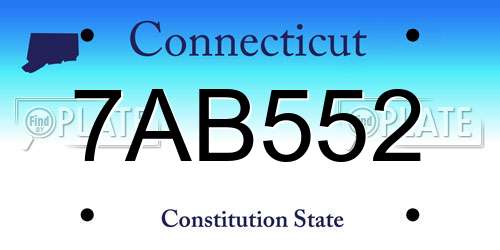 7AB552 Connecticut License Plate