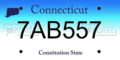 7AB557 Connecticut License Plate
