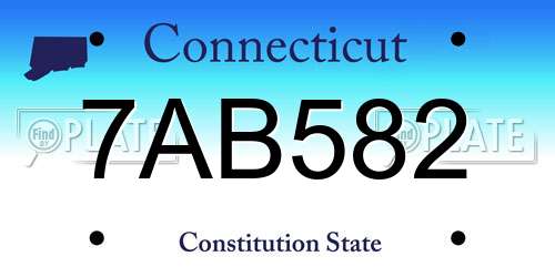 7AB582 Connecticut License Plate