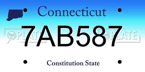 7AB587 Connecticut License Plate