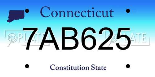 7AB625 Connecticut License Plate